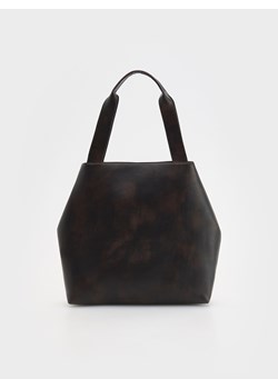 Reserved - Torebka shopper z efektem postarzenia - ciemnobrązowy ze sklepu Reserved w kategorii Torebki damskie - zdjęcie 178286404