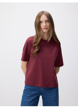 Reserved - Bawełniany t-shirt - burgundowy ze sklepu Reserved w kategorii Bluzki damskie - zdjęcie 178288201