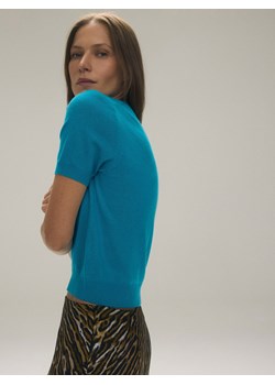 Reserved - Sweter z krótkim rękawem z wełny merino - niebieski ze sklepu Reserved w kategorii Swetry damskie - zdjęcie 178289782