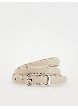 Reserved - Skórzany pasek z klamrą - kremowy ze sklepu Reserved w kategorii Paski damskie - zdjęcie 178291290