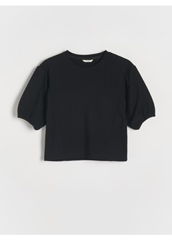 Reserved - Bluzka z bufkami - czarny ze sklepu Reserved w kategorii Bluzki dziewczęce - zdjęcie 178292244