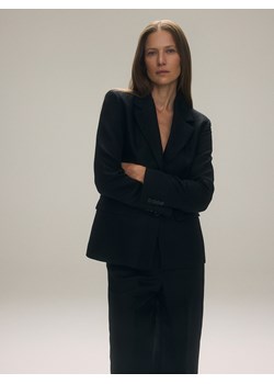 Reserved - Jednorzędowa marynarka z lnem - czarny ze sklepu Reserved w kategorii Marynarki damskie - zdjęcie 178296161