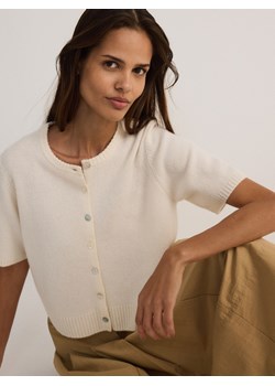 Reserved - Wełniany kardigan - kremowy ze sklepu Reserved w kategorii Swetry damskie - zdjęcie 178299381