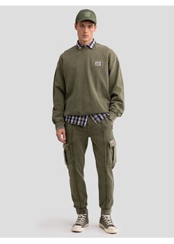 Bluza męska z efektem sprania khaki Caron 303 ze sklepu Big Star w kategorii Bluzy męskie - zdjęcie 178316222