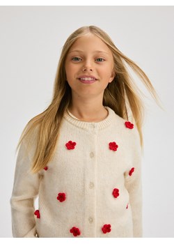Reserved - Kardigan z kwiatową aplikacją - kremowy ze sklepu Reserved w kategorii Swetry dziewczęce - zdjęcie 178319324