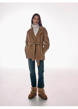 Reserved - Skórzane śniegowce z futerkiem - beżowy ze sklepu Reserved w kategorii Śniegowce damskie - zdjęcie 178322141