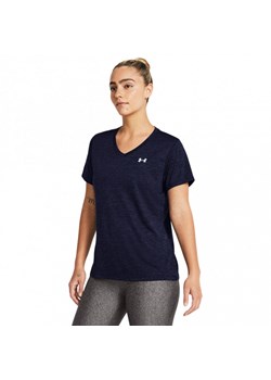 Damska koszulka treningowa Under Armour Tech SSV- Twist - granatowa ze sklepu Sportstylestory.com w kategorii Bluzki damskie - zdjęcie 178324341