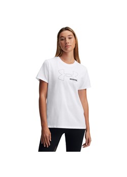 Damski t-shirt z nadrukiem Under Armour UA Rival Outline SS - biały ze sklepu Sportstylestory.com w kategorii Bluzki damskie - zdjęcie 178324371