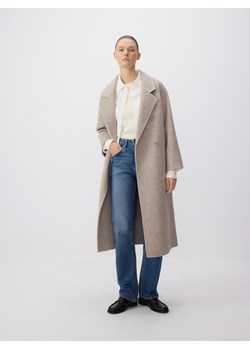 Reserved - Dwurzędowy płaszcz z wełną - beżowy ze sklepu Reserved w kategorii Płaszcze damskie - zdjęcie 178331164