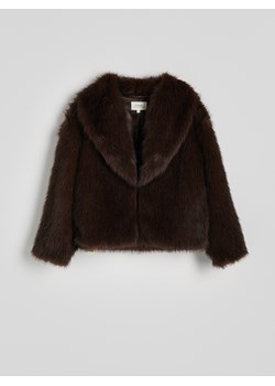 Reserved - Kurtka ze sztucznego futerka - ciemnobrązowy - id: 024DS-89X - marki Reserved - 178335261 Reserved - Kurtka ze sztucznego futerka - ciemnobrązowy ze sklepu Reserved w kategorii Kurtki damskie - zdjęcie 178335261