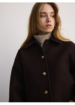 Reserved - Kurtka z wełną Manteco - ciemnobrązowy ze sklepu Reserved w kategorii Kurtki damskie - zdjęcie 178335863
