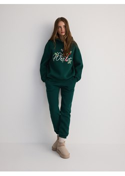 Reserved - Spodnie dresowe z bawełny - morski ze sklepu Reserved w kategorii Spodnie damskie - zdjęcie 178342982