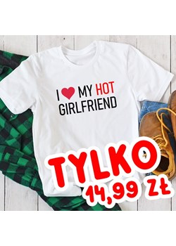 BIAŁA Koszulka dla chłopaka na walentynki I LOVE MY HOT GIRLFRIEND ze sklepu Time For Fashion w kategorii T-shirty męskie - zdjęcie 178344452