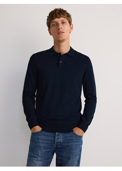 Reserved - Sweter polo z wiskozą - granatowy ze sklepu Reserved w kategorii Swetry męskie - zdjęcie 178345183