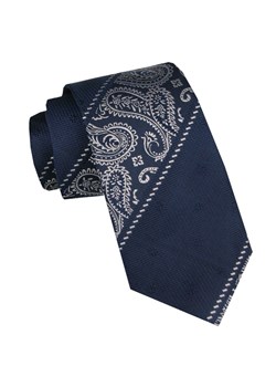 Elegancki i Modny Krawat Jedwabny - Alties - Elegancki Granat, Akcenty Paisley KRALTSJ0019 ze sklepu JegoSzafa.pl w kategorii Krawaty - zdjęcie 178348924