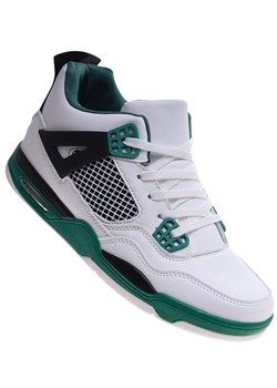 Wysokie męskie buty sportowe sneakersy White Green /B1-2 17217 T682/ ze sklepu Pantofelek24.pl w kategorii Buty sportowe męskie - zdjęcie 178361260