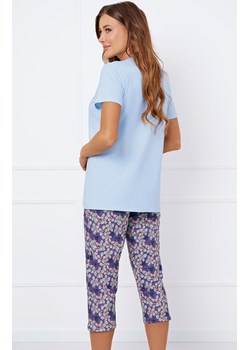 Piżama damska na krótki rękaw i 3/4 spodniami niebieska Carbonia, Kolor niebieski-wzór, Rozmiar M, Italian Fashion ze sklepu Intymna w kategorii Piżamy damskie - zdjęcie 178365833