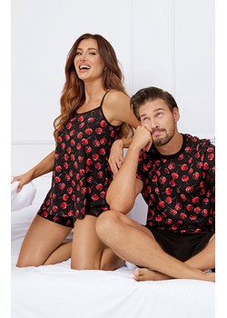 Piżama damska na wąskie ramiączko i krótkie spodnie Cherry, Kolor czarno-czerwony, Rozmiar S, Italian Fashion ze sklepu Intymna w kategorii Piżamy damskie - zdjęcie 178365852