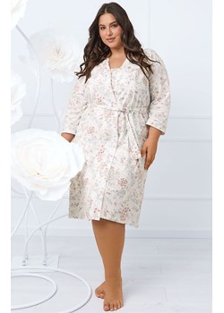 Bawełniany szlafrok damski z 3/4 rękawem Solita, Kolor ecru-wzór, Rozmiar S, Italian Fashion - id: 195491 - marki Italian Fashion - 178365913 Bawełniany szlafrok damski z 3/4 rękawem Solita, Kolor ecru-wzór, Rozmiar S, Italian Fashion ze sklepu Intymna w kategorii Szlafroki damskie - zdjęcie 178365913