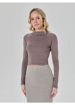 Sinsay - Crop top z długim rękawem - brązowy ze sklepu Sinsay w kategorii Bluzki damskie - zdjęcie 178371912