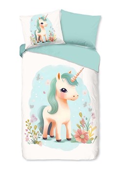 Good Morning Komplet pościeli flanelowej &quot;One&quot; w kolorze biało-miętowym ze sklepu Limango Polska w kategorii Pościel dziecięca - zdjęcie 178382391