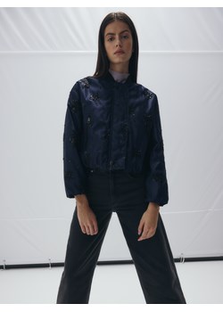 Reserved - Bomberka z biżuteryjnymi aplikacjami - granatowy ze sklepu Reserved w kategorii Kurtki damskie - zdjęcie 178392583