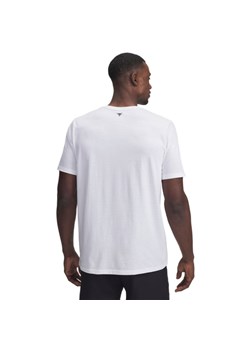 Męski t-shirt z nadrukiem Under Armour Project Rock Iron Paradise - biały ze sklepu Sportstylestory.com w kategorii T-shirty męskie - zdjęcie 178393344