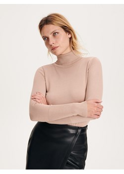 Reserved - Gładki golf z wiskozy - beżowy ze sklepu Reserved w kategorii Swetry damskie - zdjęcie 178395632