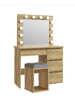 Zestaw toaletka podświetlana z taboretem dąb craft G9-L44 ze sklepu Edinos.pl w kategorii Dom - zdjęcie 178403831