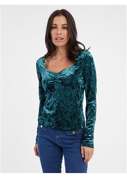orsay Aksamitna koszulka w kolorze turkusowym ze sklepu Limango Polska w kategorii Bluzki damskie - zdjęcie 178409223