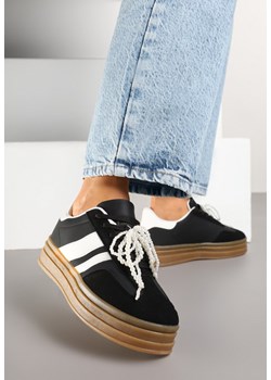 Czarne Sneakersy z Odpinaną Zawieszką z Pereł na Niskiej Platformie Anobe ze sklepu born2be.pl w kategorii Buty sportowe damskie - zdjęcie 178412461