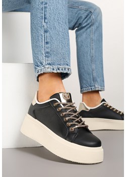 Czarne Sneakersy na Grubej Podeszwie Zdobione Siateczką i Cyrkoniami Vanilra ze sklepu born2be.pl w kategorii Buty sportowe damskie - zdjęcie 178413172