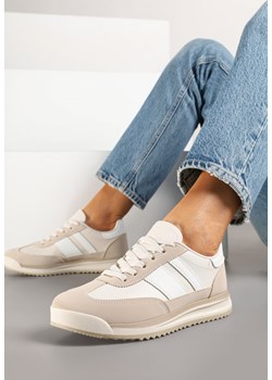 Beżowe Sneakersy Klasyczne Tenisówki z Przeszyciami Kelluria ze sklepu born2be.pl w kategorii Buty sportowe damskie - zdjęcie 178413952