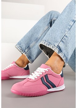 Różowe Sneakersy w Typie Tenisówek z Ozdobnymi Paskami Zommea ze sklepu born2be.pl w kategorii Buty sportowe damskie - zdjęcie 178414332