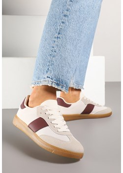Biało-Bordowe Sneakersy Retro w Stylu Klasycznych Tenisówek Tanonea ze sklepu born2be.pl w kategorii Buty sportowe damskie - zdjęcie 178416534
