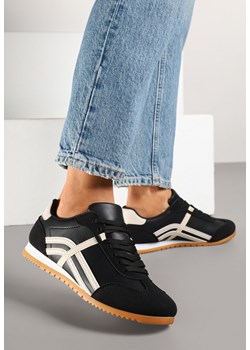 Czarne Sneakersy z Przeszyciami i Ozdobnymi Paskami na Boku Beniffa ze sklepu born2be.pl w kategorii Buty sportowe damskie - zdjęcie 178416630