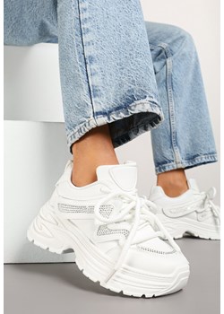 Białe Sneakersy z Podwójnym Sznurowaniem i Platformą Hilanne ze sklepu born2be.pl w kategorii Buty sportowe damskie - zdjęcie 178417431