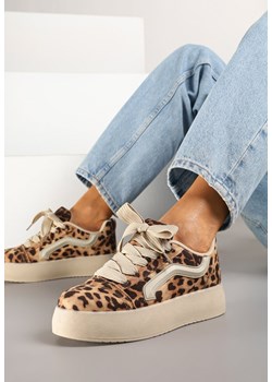 Panterkowe Sneakersy w Stylu Klasycznych Tenisówek na Platformie Nurimea ze sklepu born2be.pl w kategorii Buty sportowe damskie - zdjęcie 178418202
