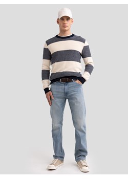 Sweter męski bawełniany w pasy beżowo-szare Pasador 000 ze sklepu Big Star w kategorii Swetry męskie - zdjęcie 178420534