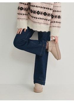 Reserved - Skórzane śniegowce na platformie - beżowy ze sklepu Reserved w kategorii Śniegowce damskie - zdjęcie 178420933