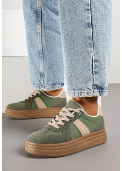 Zielone Sneakersy Klasyczne Tenisówki na Tłoczonej Platformie Nanislla ze sklepu born2be.pl w kategorii Buty sportowe damskie - zdjęcie 178421053