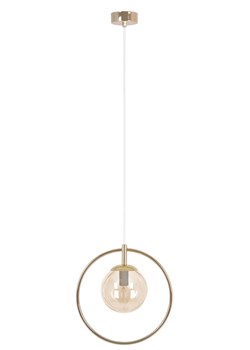 Lampa wisząca ze złotą obręczą z bursztynowym kloszem - A667 F1-P42 ze sklepu Edinos.pl w kategorii Lampy wiszące - zdjęcie 178424683