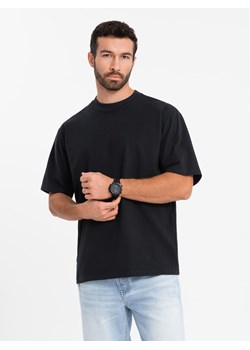 Bawełniany męski t-shirt LOOSE FIT z okrągłym dekoltem – czarny V1 OM-TSBC-0234 ze sklepu ombre w kategorii T-shirty męskie - zdjęcie 178431211