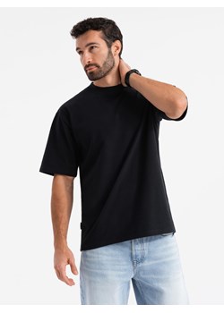 Bawełniany męski t-shirt LOOSE FIT z okrągłym dekoltem – czarny V1 OM-TSBC-0234 ze sklepu ombre w kategorii T-shirty męskie - zdjęcie 178431212