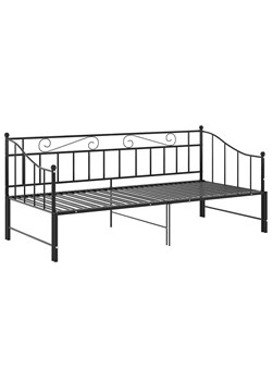 Czarne rozkładane łóżko metalowe 90x200 cm - Leoli ze sklepu Edinos.pl w kategorii Łóżka i materace - zdjęcie 178431762