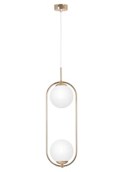 Złota eliptyczna lampa wisząca z 2 białymi kloszami 9X A669 S3-M87 ze sklepu Edinos.pl w kategorii Lampy wiszące - zdjęcie 178432124