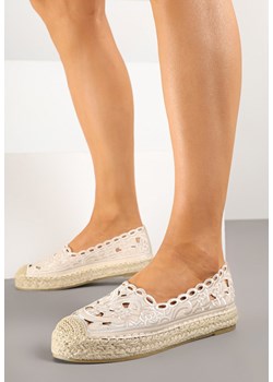 Beżowe Espadryle z Plecionką i Ażurowymi Wycięciami z Koronką Janiriss ze sklepu born2be.pl w kategorii Espadryle damskie - zdjęcie 178442140