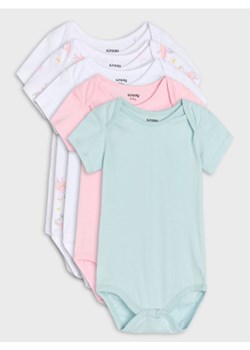Sinsay - Body z kopertowym dekoltem 5 pack - biały ze sklepu Sinsay w kategorii Odzież dla niemowląt - zdjęcie 178444362