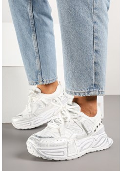 Białe Sneakersy na Grubej Tłoczonej Podeszwie Lurimara ze sklepu born2be.pl w kategorii Buty sportowe damskie - zdjęcie 178447110