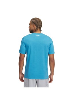 Męski t-shirt z nadrukiem Under Armour UA Abc Camo Boxed Logo Ss - niebieski ze sklepu Sportstylestory.com w kategorii T-shirty męskie - zdjęcie 178449394